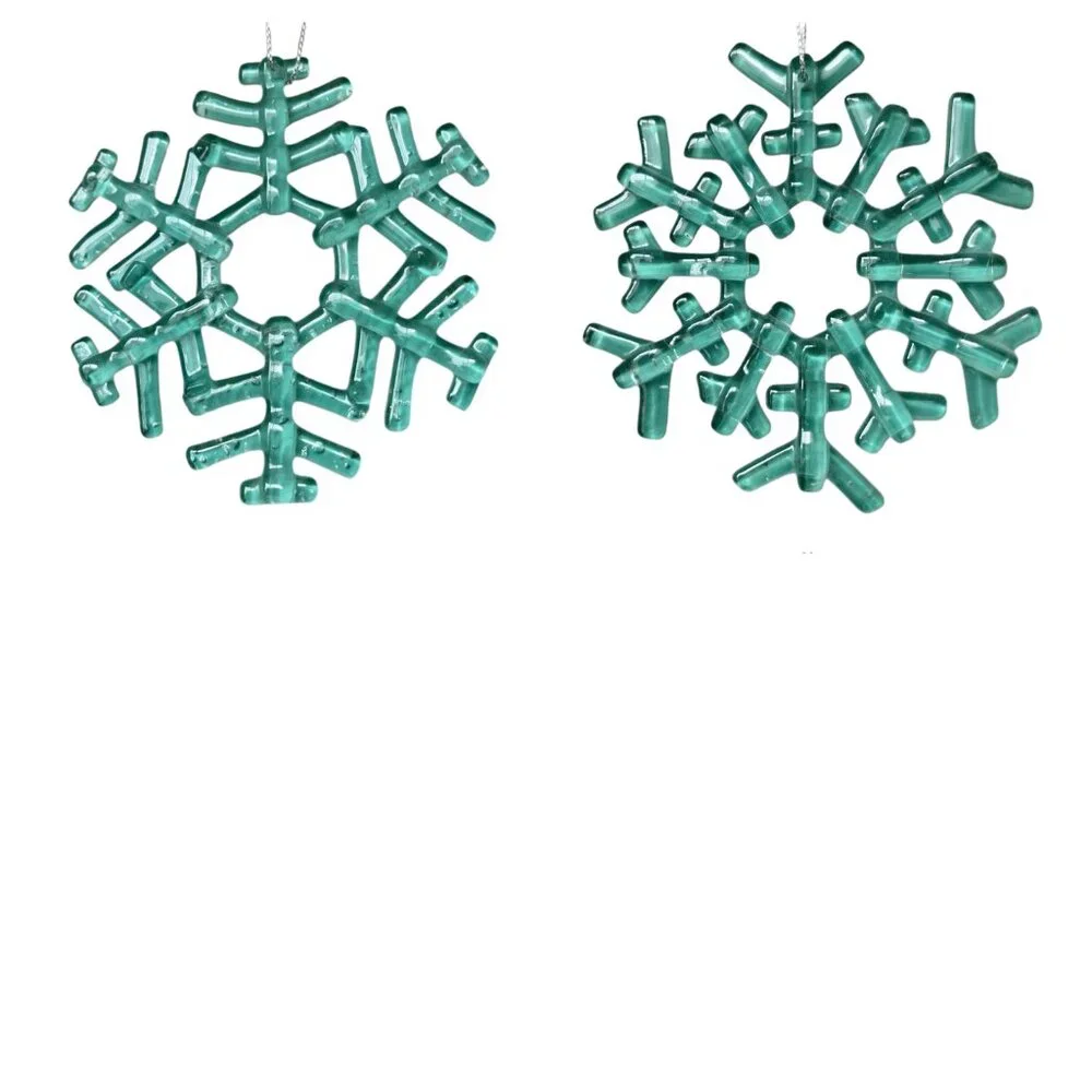 ❄ Restoration Hardware Glass Snowflake Christmas Ornaments - Set of 2